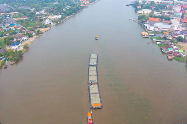 Luftaufnahme Lokaler Wohnhäuser Mit Phasi Charoen Chao Phraya Kanal Oder — Stockfoto