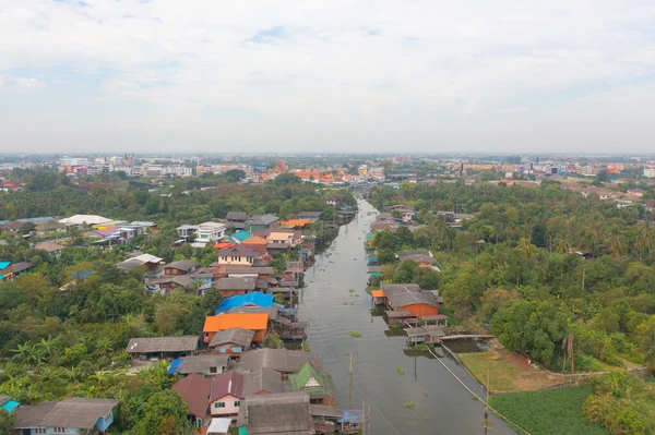 Phasi Charoen Chao Phraya Kanalı Veya Nehri Doğa Ağaçları Nonthaburi — Stok fotoğraf