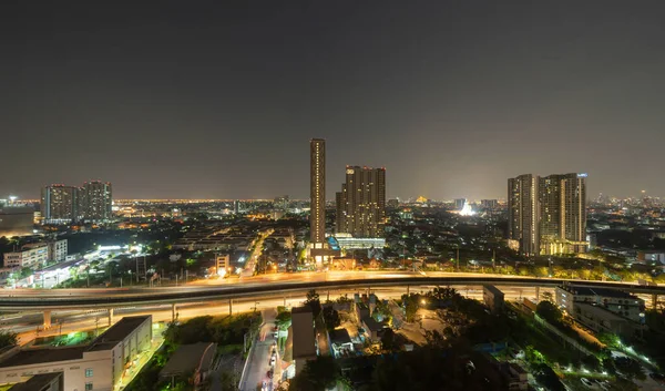 Vista Aérea Carretera Bangkok Downtown Skyline Tailandia Barrio Financiero Centros — Foto de Stock