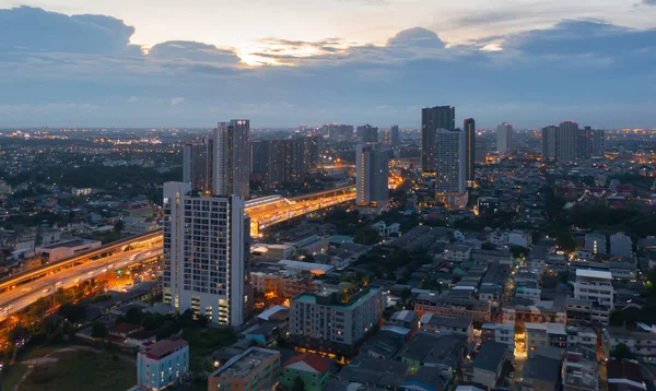 Tayland Başkenti Skyline Daki Bangkok Caddesinin Hava Görüntüsü Finansal Bölge — Stok fotoğraf