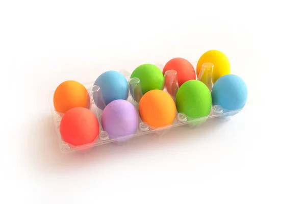 Colorful Easter Eggs White Background Food Decoration Holiday — Stock Photo, Image