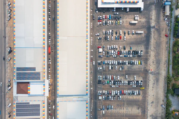 Aerial Top View Cars Parking Lots Street Road Urban City — 스톡 사진