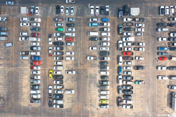Aerial Top View Cars Parking Lots Street Road Urban City — 스톡 사진
