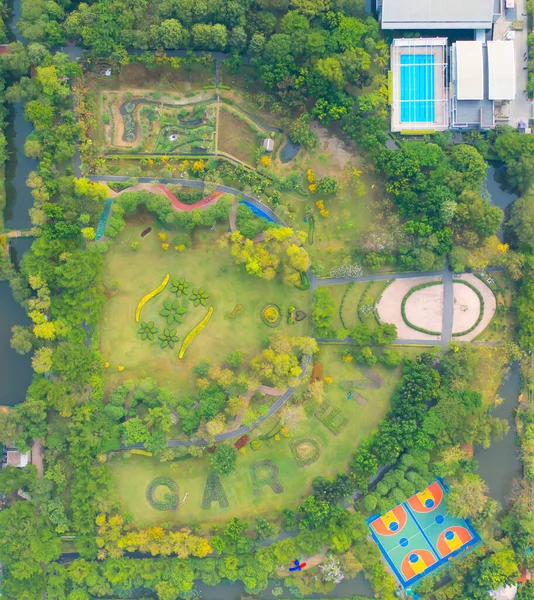 Вид Воздуха Деревья Саду Парка Лумпини Зеленая Экозона Городе Бангкок — стоковое фото
