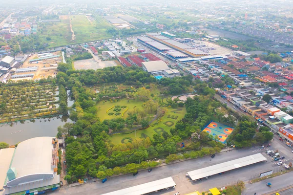 Aerial Top View Trees Lumpini Park Garden Green Eco Area — 스톡 사진