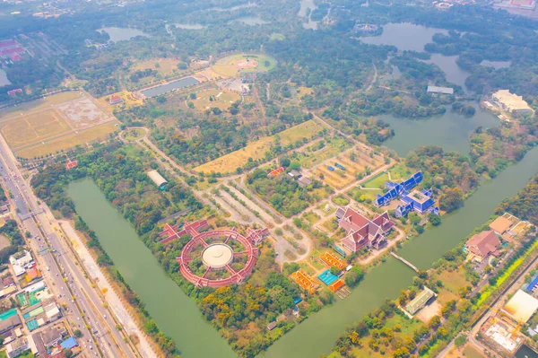 Вид Воздуха Деревья Саду Парка Лумпини Зеленая Экозона Городе Бангкок — стоковое фото