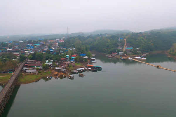 Aerial Top View Residential Local Houses Mon Village Nature Trees — 스톡 사진