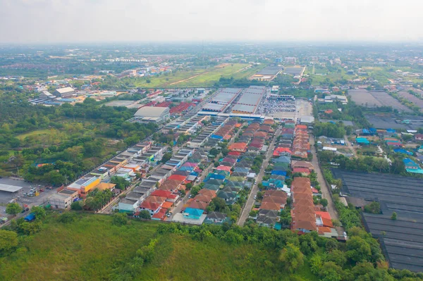Luftaufnahme Der Wohngegend Stadtentwicklung Von Oben Ansicht Von Oben Immobilien — Stockfoto