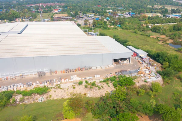 Aerial Top View Warehouse Factory Industry Building Logistic Manufacturing Workshop — Foto Stock
