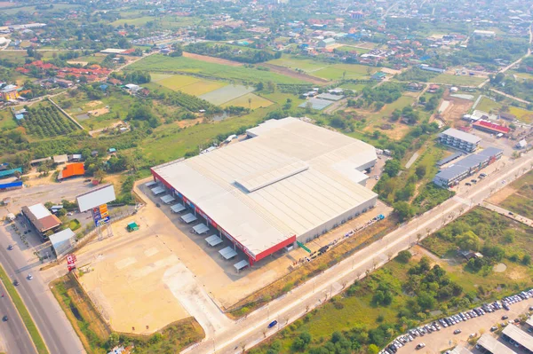 Aerial Top View Warehouse Factory Industry Building Logistic Manufacturing Workshop — Zdjęcie stockowe