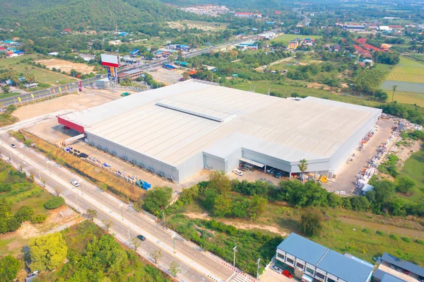 Luftaufnahme Von Der Lagerfabrikindustrie Bau Logistische Fertigung Werkstattstation — Stockfoto