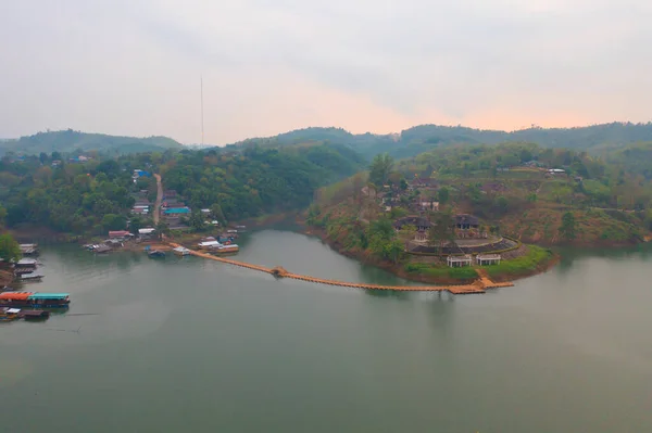 Aerial Top View Mon Bridge Residential Local Houses Mon Village — Stockfoto