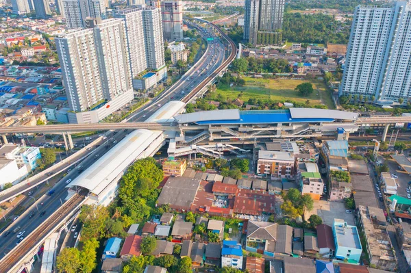 Bangkok Tren Stasyonu Nun Havadan Görünüşü Bts Nin Şehir Merkezindeki — Stok fotoğraf