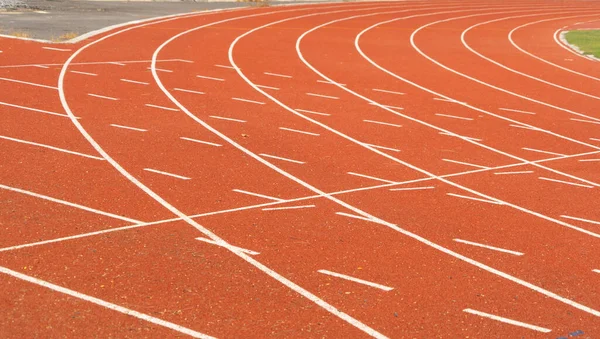 Rubber Floor Red Running Track Sports Stadium Grandstand Sport Recreation — Stock Photo, Image