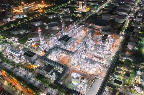 Вид Воздуха Нефтехимический Нефтеперерабатывающий Завод Море Промышленной Концепции Районе Бангна — стоковое фото