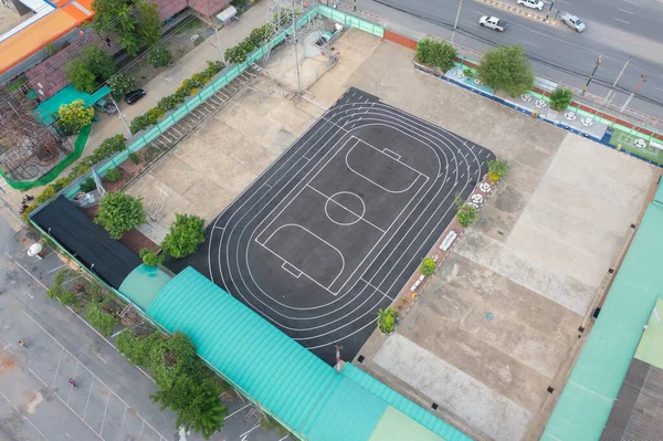 Luftaufnahme Von Fußball Sport Erholungsgebiet Nationalstadion Städtische Stadt Asien Grüne — Stockfoto