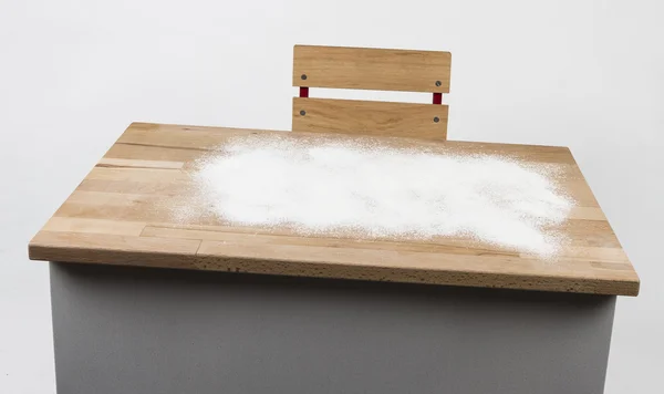 Childrens desk with flour — Stock Photo, Image