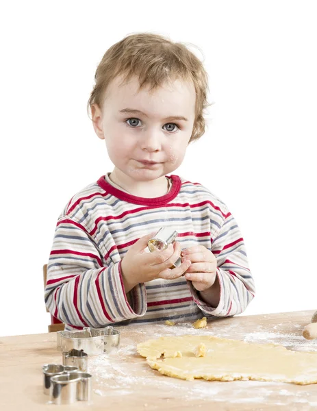 Heureux jeune enfant isolé dans fond blanc — Photo