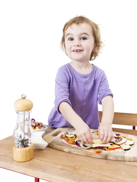 Making pizza with a smile — Stock Photo, Image