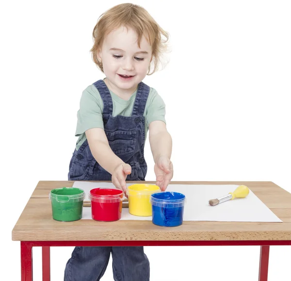 Enfant avec peinture au doigt — Photo