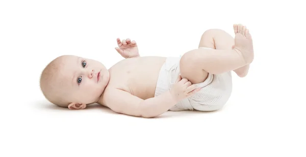 Bébé en couche isolée sur fond blanc — Photo