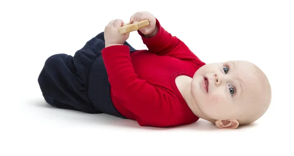 Lachende peuter geïsoleerd op witte achtergrond — Stockfoto