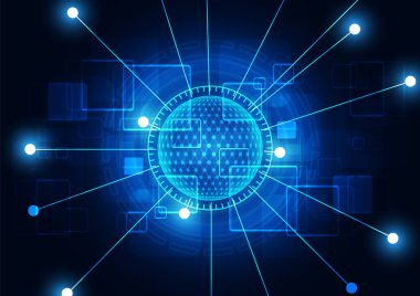 Yüksek teknolojili dijital veri bağlantı sistemi ve bilgisayar elektronik tasarımı ile devre teknolojisi arkaplanı