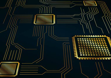 Yüksek teknolojili dijital veri bağlantı sistemi ve bilgisayar elektronik tasarımı ile devre teknolojisi arkaplanı