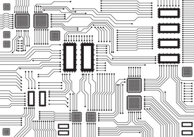 Yüksek teknolojili dijital veri bağlantı sistemi ve bilgisayar elektronik tasarımı ile devre teknolojisi arkaplanı