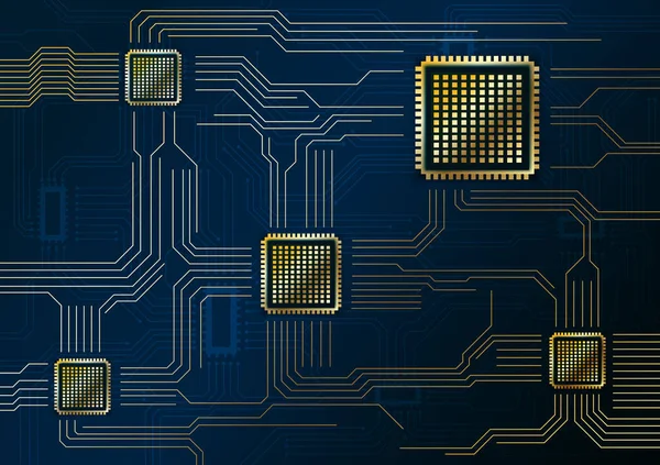 Circuit Teknik Bakgrund Med Högteknologisk Digital Dataanslutning System Och Dator — Stock vektor