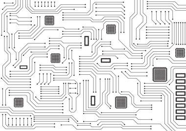 Yüksek teknolojili dijital veri bağlantı sistemi ve bilgisayar elektronik tasarımı ile devre teknolojisi arkaplanı