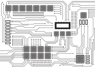 Yüksek teknolojili dijital veri bağlantı sistemi ve bilgisayar elektronik tasarımı ile devre teknolojisi arkaplanı
