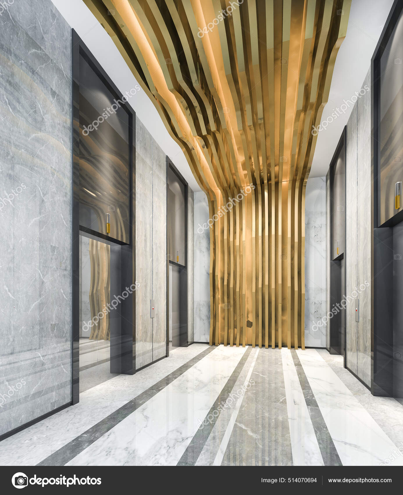 Rendering Modern Steel Elevator Lift Lobby Business Hotel Luxury Design rendering-modern-steel-elevator-lift-lobby-business-hotel-luxury-design