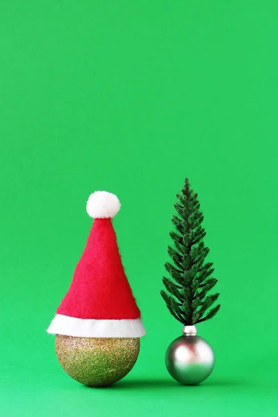 Decorações Natal Ouro Brilhante Bolas Prata Com Árvore Natal Árvore — Fotografia de Stock