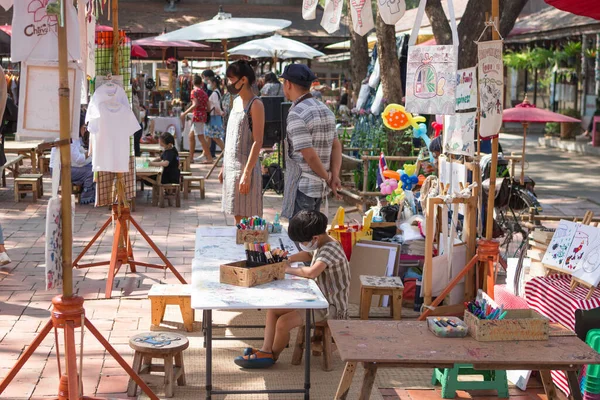 Chiang Mai Tailandia Marzo 2020 Mercado Ecológico Local Calle Con Fotos de stock