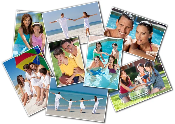 Happy Mother Father & Children Family Beach Park Home — Stock Photo, Image