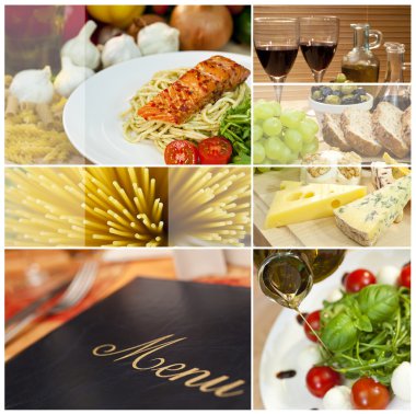 Montage of Restaurant Menu, Food and Drink clipart