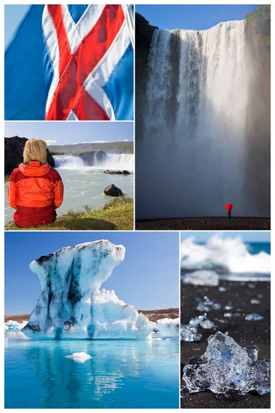 Montage Islande Paysage Outdoor Lifestyle — Photo