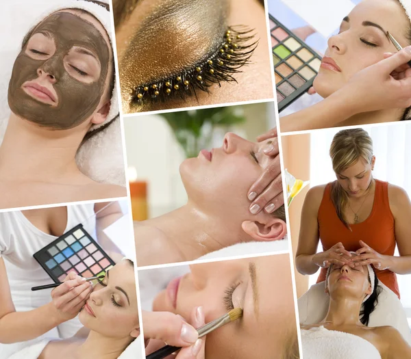 Montage of Beautiful Women at a Beauty Spa — Stock Photo, Image