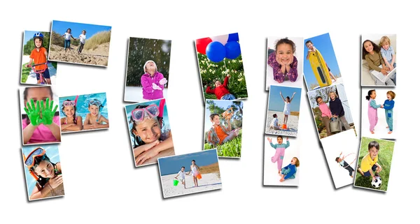 Montage von kleinen aktiven Kindern, die Spaß am Spielen haben — Stockfoto