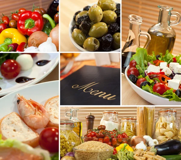 Healthy Italian Mediterranean Food Menu Montage — Stock Photo, Image