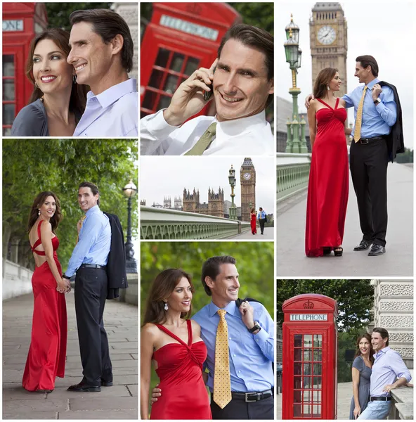 Montage of Romantic Couple in London England — Stock Photo, Image