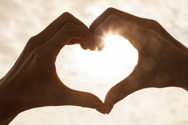 Hand Heart Sunrise Sunset — Stock Photo, Image