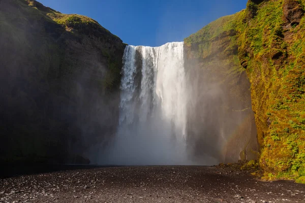Deserted Skogafoss Waterfall Iceland Stock Photo