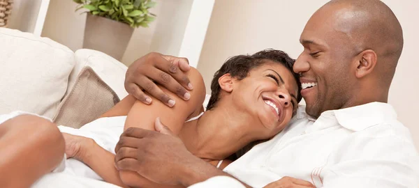 Panoramic Web Banner Header Happy Romantic African American Man Woman — Stockfoto