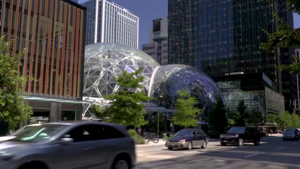 Amazon Traffico Sulla Sesta Avenue Seattle Washington Usa Agosto 2019 — Video Stock