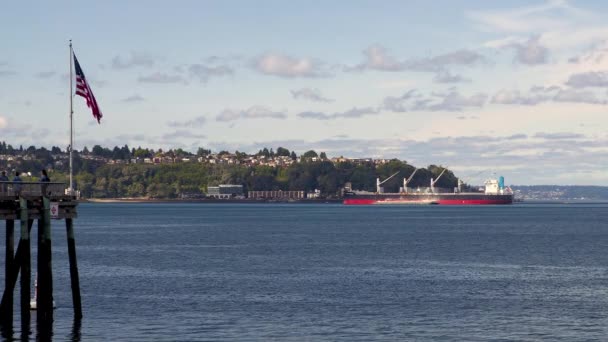 Puget Sound Seattle Washington Usa Août 2019 Pétrolier Puget Sound — Video