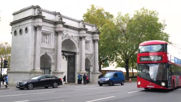 Marble Arch Hyde Park Oxford Street London Polska Listopad 2017 — Wideo stockowe