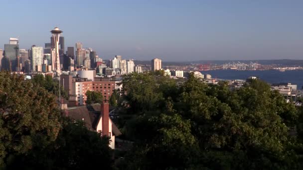 Time Lapse Seattle City Skyline Puget Sound Space Needle Seattle — Stock video