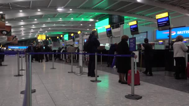 Heathrow Airport London England January 2019 Video Clip British Airways — стоковое видео